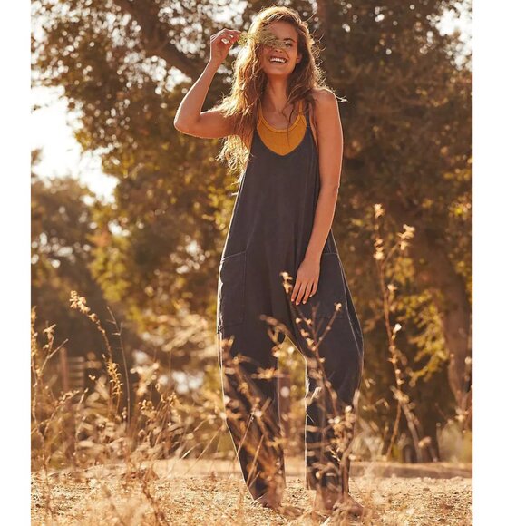 FREE PEOPLE HOT SHOT ONESIE // WASHED BLACK // LARGE - Picture 1 of 16